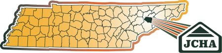 Map showing the location of Jefferson City in Tennessee.